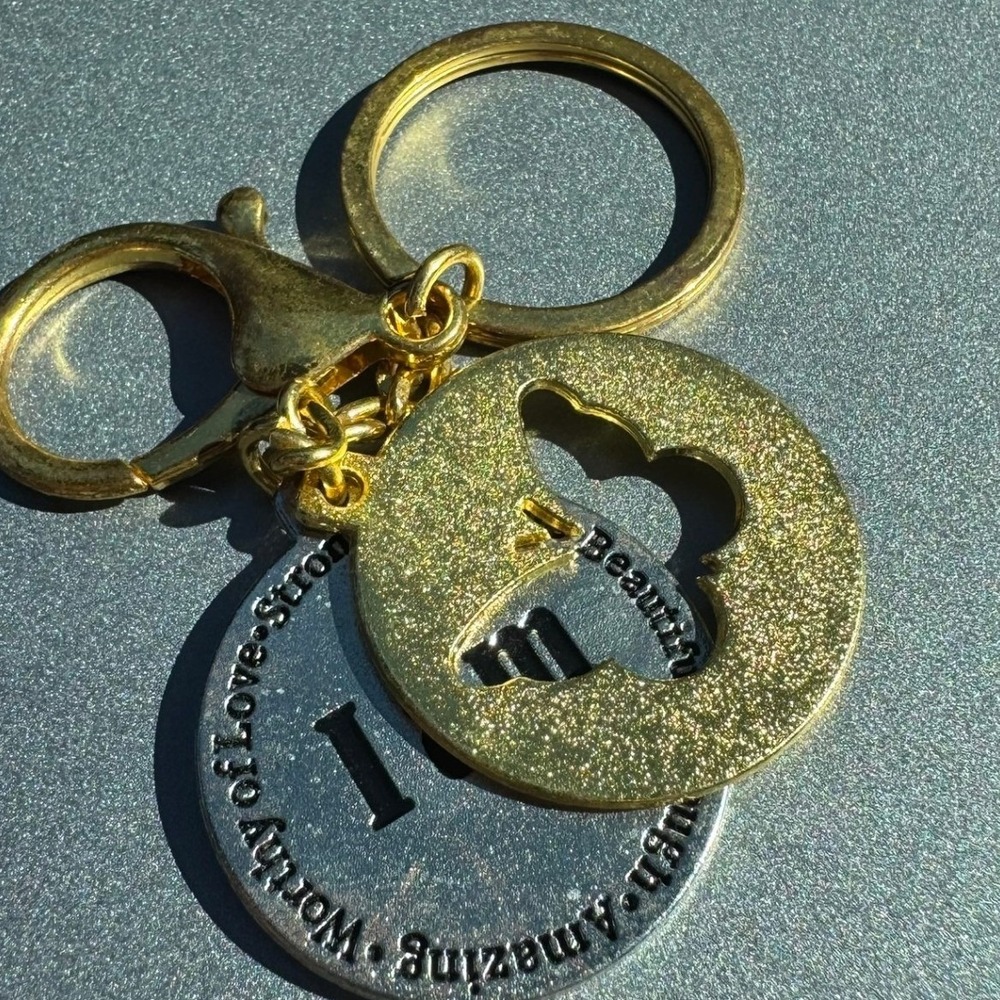 I Am Affirmation Butterfly Keychain Gold‎ Silver Tone Inspirational Bag Charm
